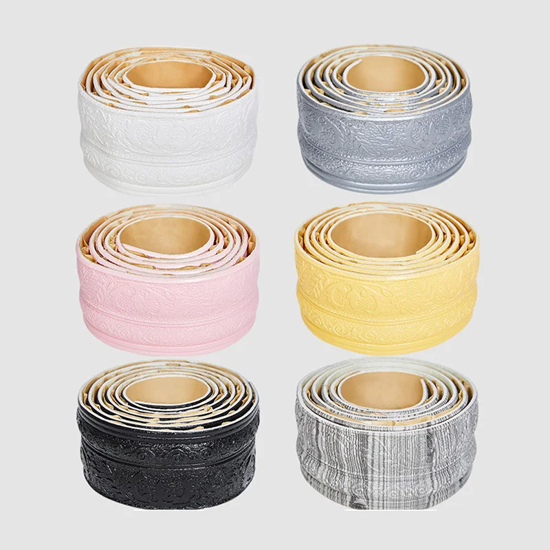 2.3M Self-adhesive Floor Skirting Line Stickers Wall Skirt Waistline Background Wall Bedroom Decoration Anti-collision Border