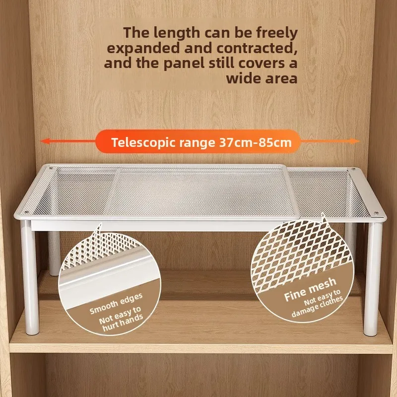 Adjustable Closet Shelf Riser Expandable Width Single Or Double Tier Iron Organizer Clothes Cabinets