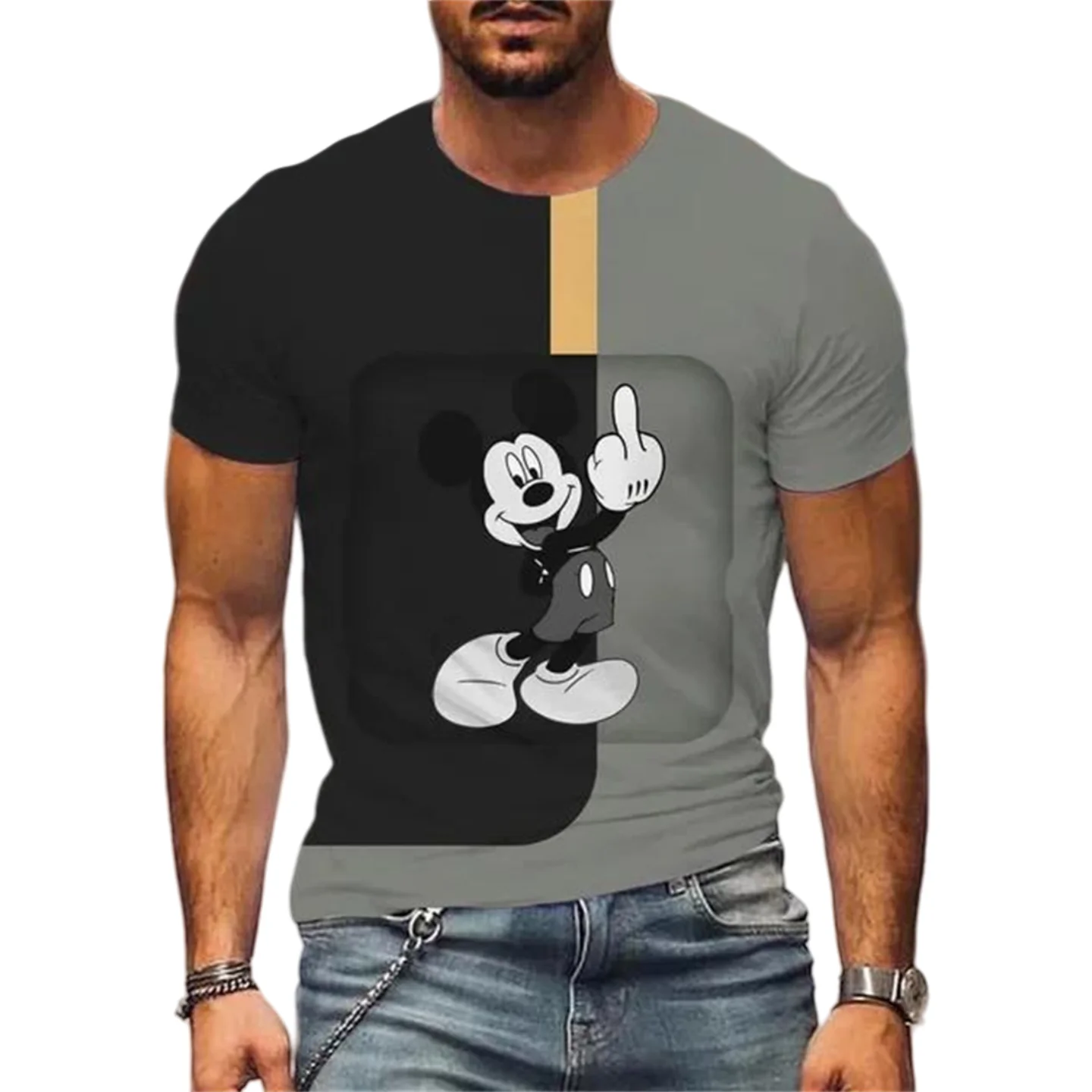 

Летняя футболка для пар с короткими рукавами, милые забавные топы, футболка с Микки Маусом, мужская футболка с героями мультфильмов Диснея, мужская детская футболка
