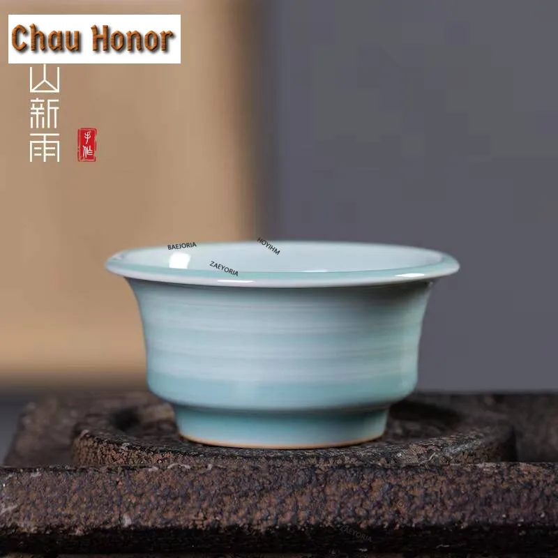 90ml High-end Longquan Celadon Teacup Famous Master Handmade Single Cup Large Dargon Tea Bowl Kung Fu Teaware Collection Gifts