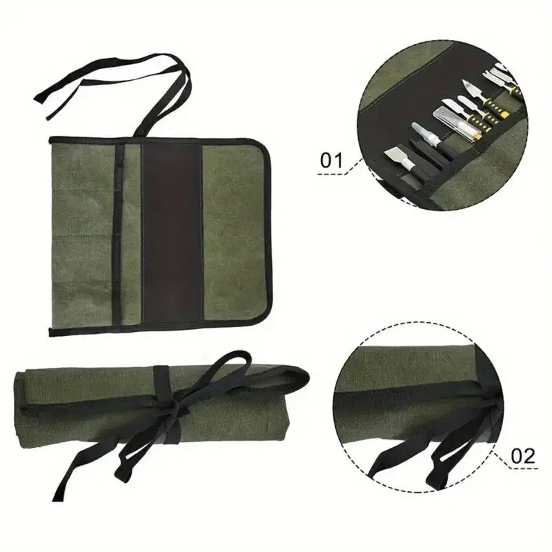 ~Multiple Pocket Multi-Purpose Roll Up Tool Bag Oxford Cloth Wrench Pouch Screwdrivers Drills Storage Case Bag Hanging Tool