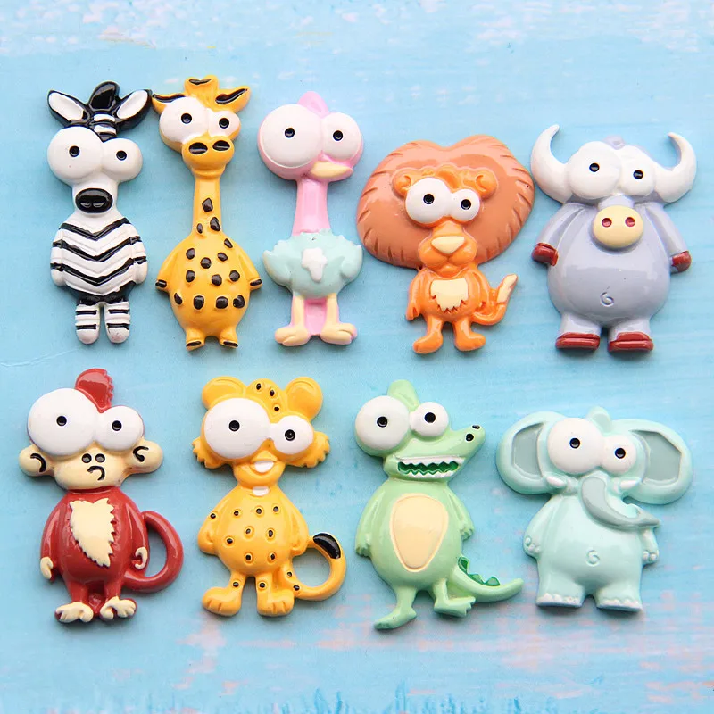 Kawaii Mini Animal Lion Giraffe Resin Flatback Patch DIY Mobile Phone Case Earrings Scrapbook Refrigerator Accessories