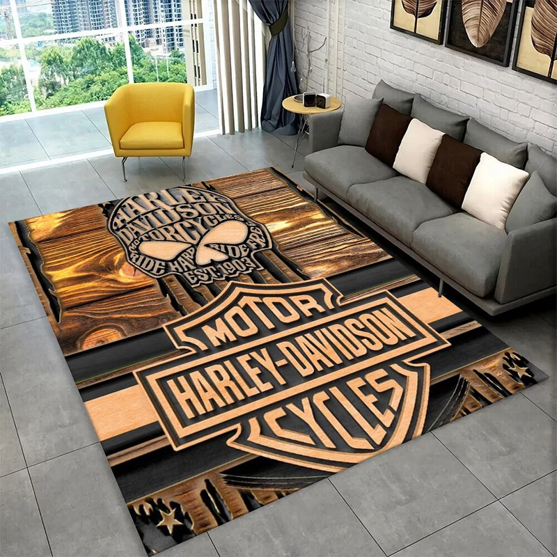 Retro H-Harleys Racing Moto Non-Slip Area Rug for Living Room,Bedroom,Playroom,Soft Carpet Floor Mat Home Decor Rug Kids Room view 4
