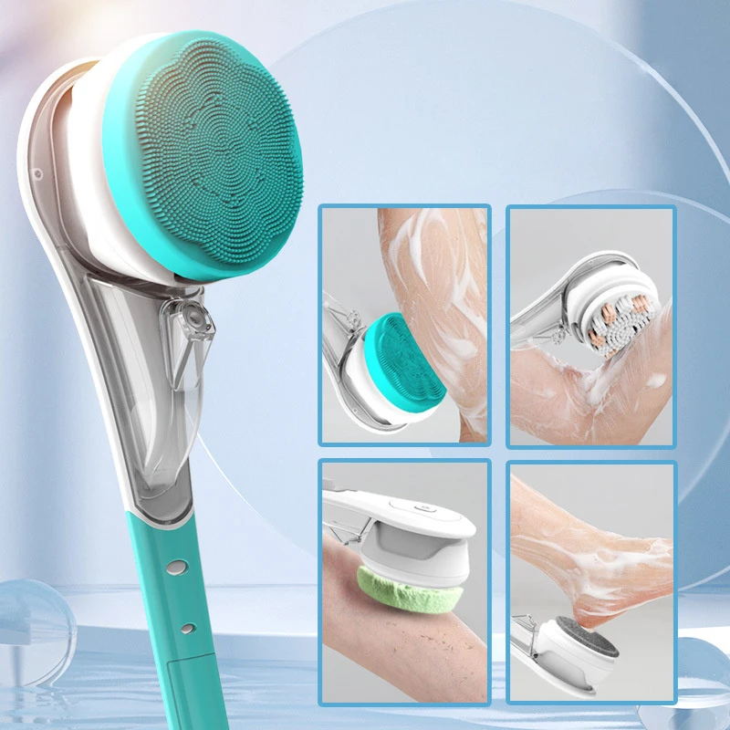 

6 In 1 Electric Bathing Instrument Multifunctional Massage Bathing Brush Charging Waterproof Long Handle Rubbing Skin Scrubber