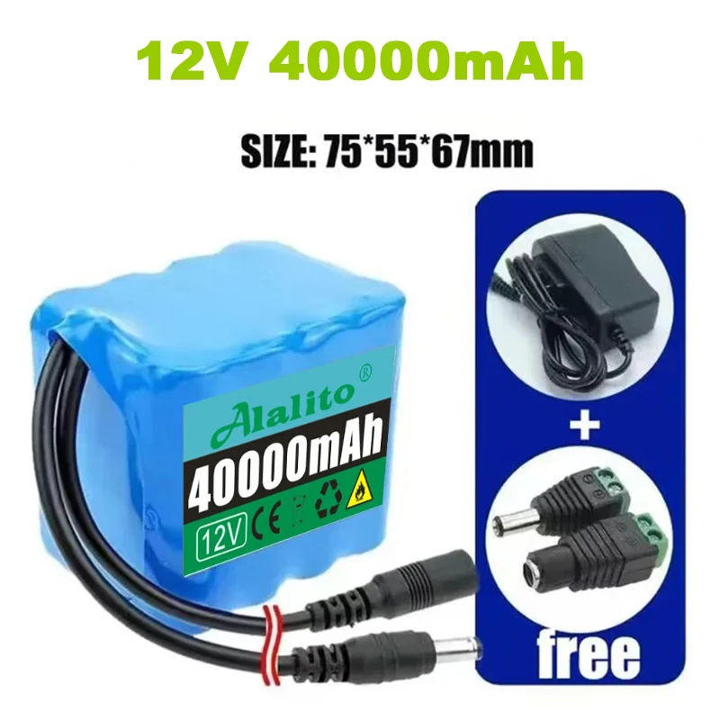 12V 3S4P 20000mah battery 18650 Li-ion 40Ah Rechargeable batteries with BMS Lithium Battery packs Protection Board +Charger