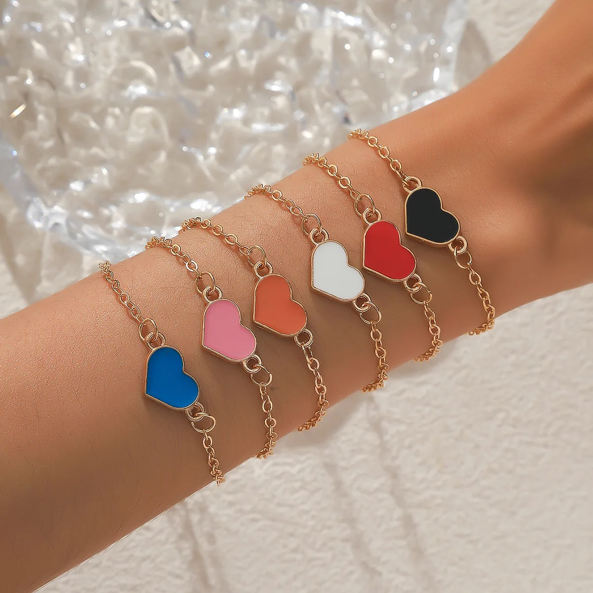 

New Punk Colorful Oil Big Heart Pendant Summer Beach Bracelet Accessories Best Valentine's Gift For Women Wholesale B050