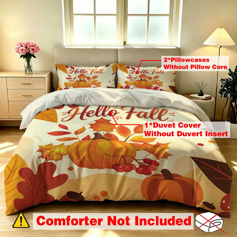 3pcs/Set 90g Polyester Autumn-Themed Decorative Pillow Covers Soft Comfortable Home Decor with Pumpkin And Maple Leaf Patterns