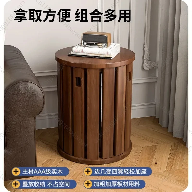 Stackable stool modern dining table stool log new Chinese stacked music solid wood round stool coffee table household