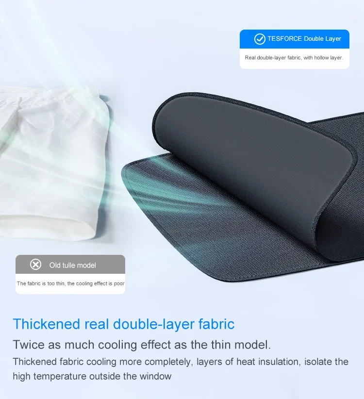 For Tesla Model Y Side Window Sunshades Magnetic Track Model 3 Highland Thickened Privacy Curtain Dual-layer Insulation Shade