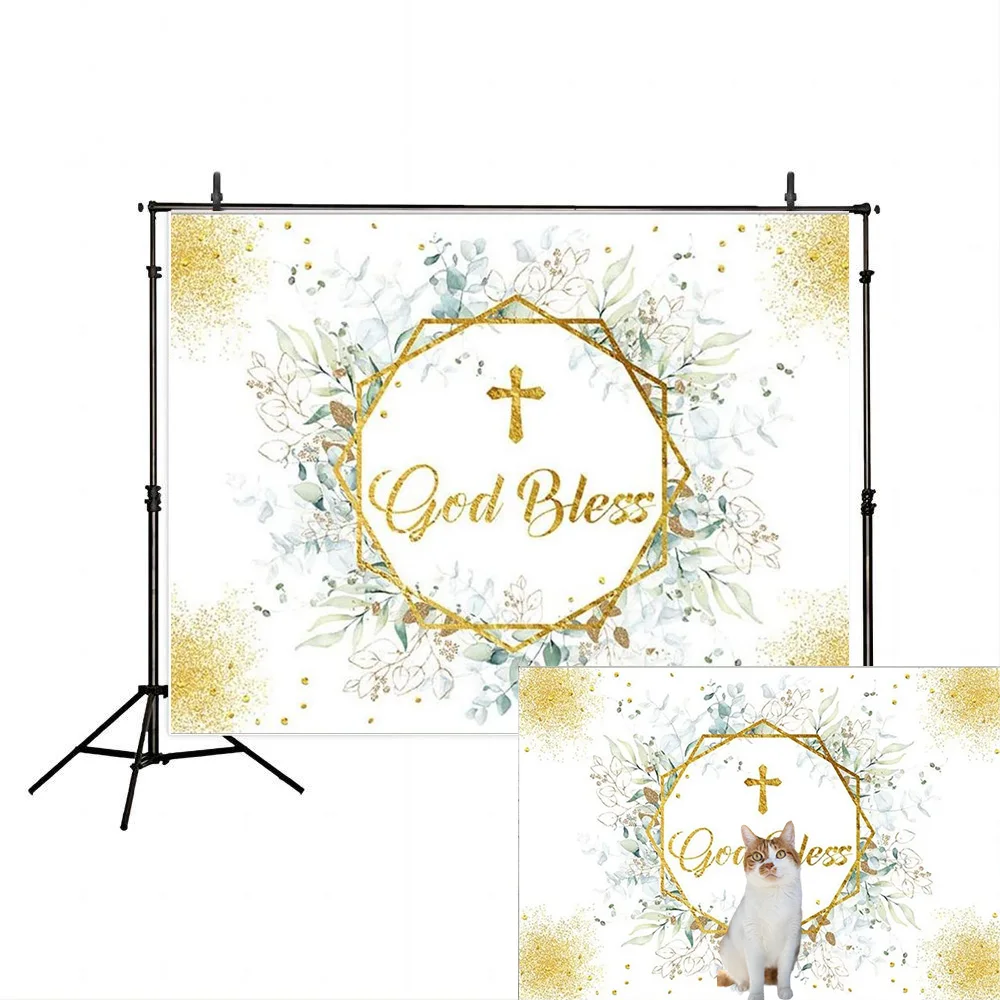 God Bless Backdrop Baptism Party First Holy Communion Christening Decoration Banner Photography Background Studio Photo Booth