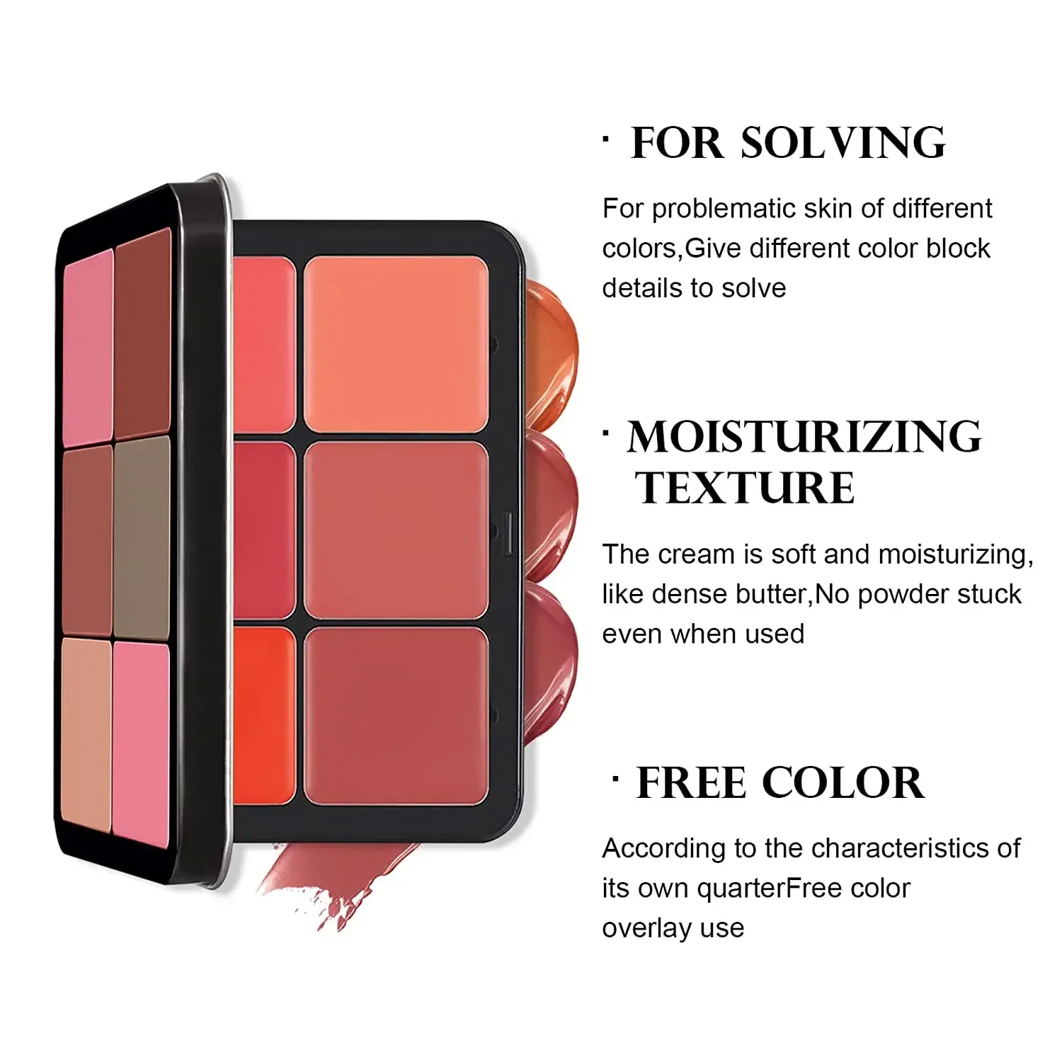 

12-Color Iron Box Blusher Plate Multi-Color Cream Blush Plate Concealer Plate Contour and Highlighter Palette Makeup Blush