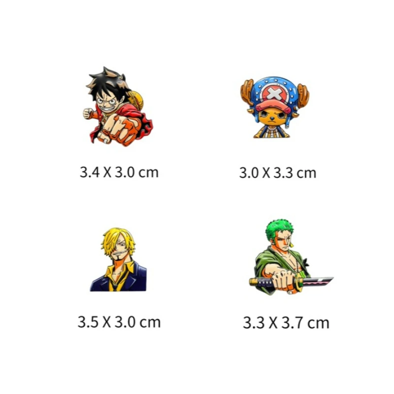 4pcs ONE PIECE Cartoon Character Brooches Set Q Version including Monkey D. Luffy Roronoa Zoro Sanji Brook Gift for Friends - view 5