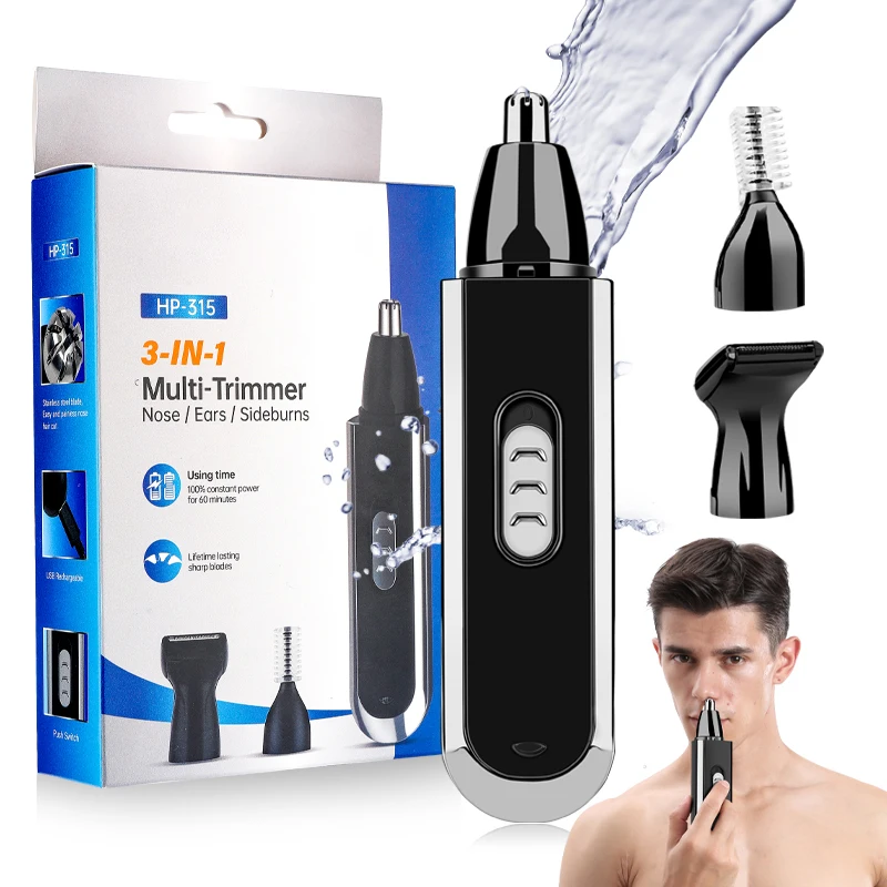 New Men's Ear and Nose Hair Trimmer 3-in-1 Multifunctional Nose Hair Remover Shaver Eyebrow Trimmer Set