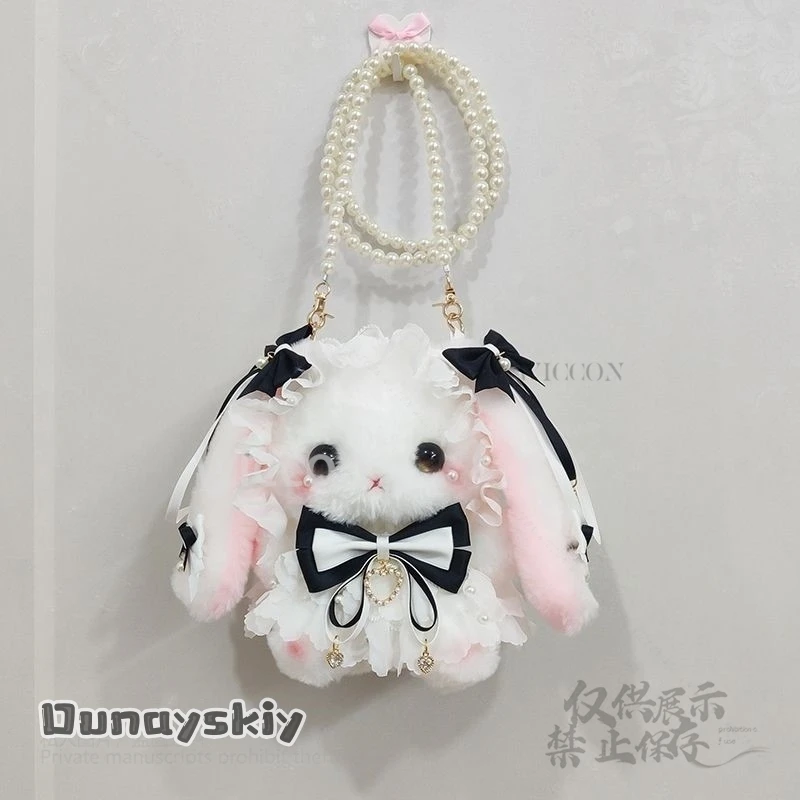 الأصلي لوليتا Kawaii أرنب Crossbody 1.1 سنتيمتر سلسلة أرنب حزام حقيبة 2 StylesBag ل هدية عيد ميلاد لوليتا رائعة دمية اللؤلؤ