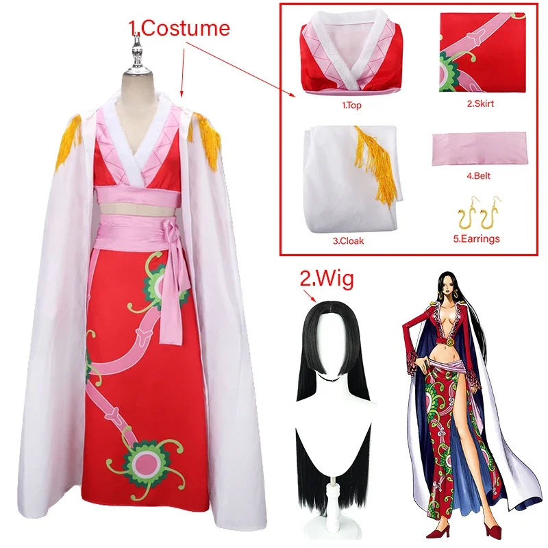 Boa Hancock Cosplay Costume Halloween Anime Carnival Women's Skirt Including Cloak Gold Snake Earrings