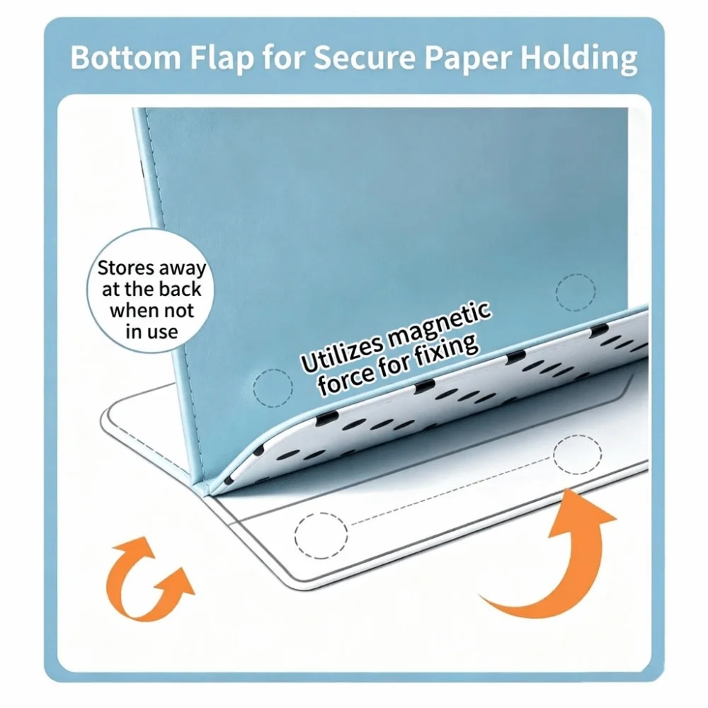 Stylish A4 Magnetic Clipboard Folder PU Leather Contrast-Color Paper Organizer Premium PU Leather Widened Folder Meeting Room