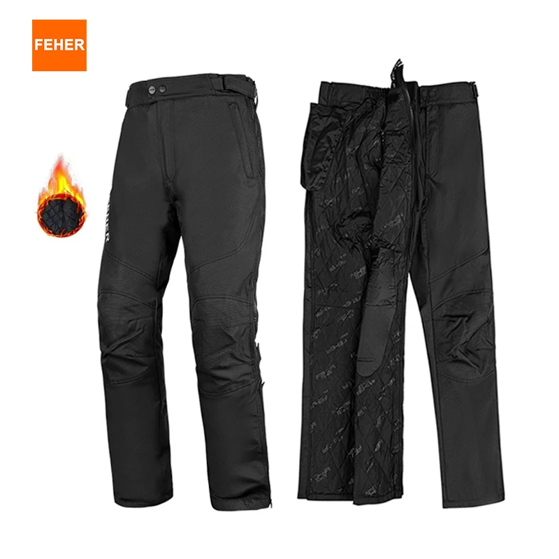 

FEHER Motorcycle Pants Man Winter Quick Release, Waterproof Windproof Warm Riding Trousers, with CE Protective Gear for Riders