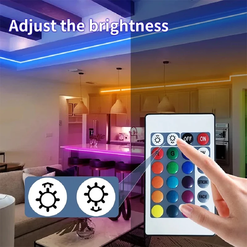 Dimmable RGB LED Lights Controller, Bluetooth, Controle Remoto Inteligente, USB, Strip Light, 24Key, 5V
