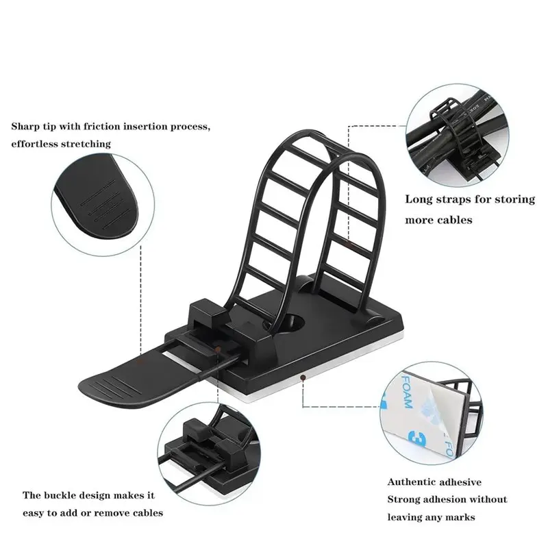 [NEWA08R】 Self Adhesive Mount Wire Clamps Line Tie Fixed Adjustable Cable Clips