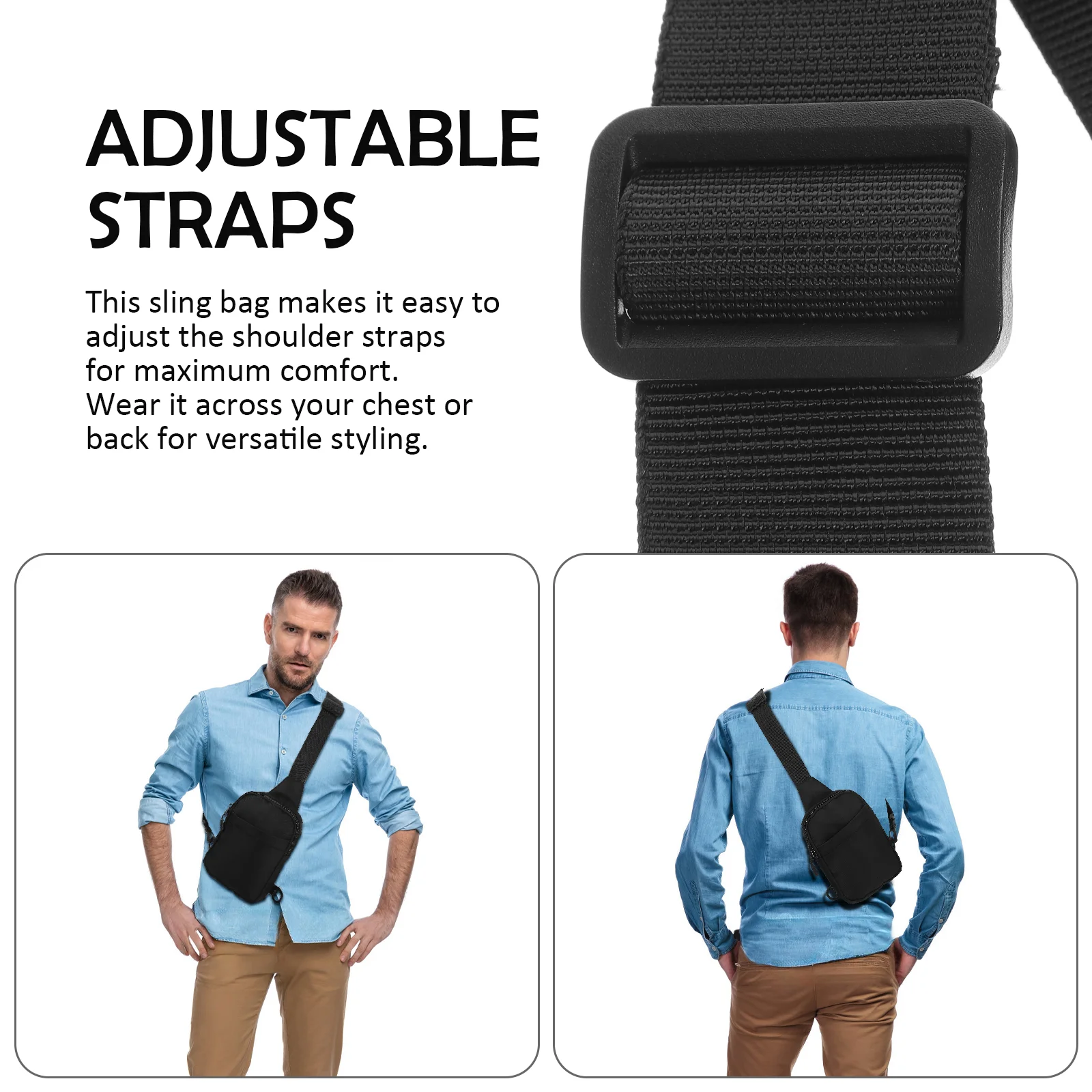 Men's Shoulder Bag Crossbody Messenger Belt for Women Fanny Pack Black Running Bags Man School