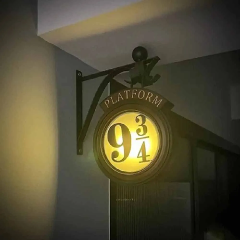 Lámpara 3D de Harry Potter para decoración de habitación, luz LED de pared mágica con plataforma Hogwartsed, regalo de cumpleaño