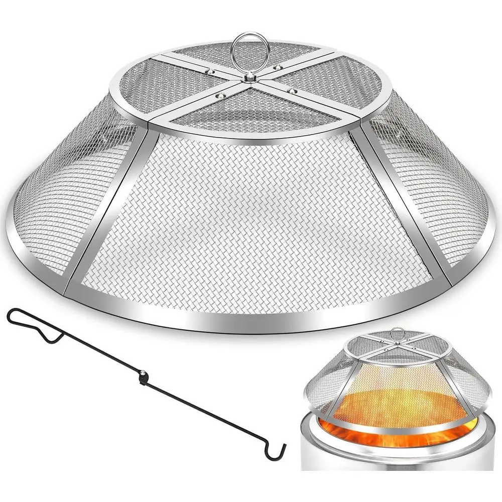 

19.5 Stainless Steel Fire Pit Spark Screen Cover Protector, Heavy-Duty Outdoor Grill Accessory Mesh Top Guard