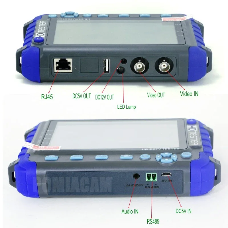 Monitor de câmera CCTV profissional, ferramenta de teste, 5 polegadas Display, 8MP, AHD, TVI, 8MP, CVI, CVBS, PTZ, IV8C