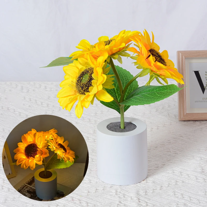 

Sunflower LED Night Light USB Rechargeable Room Bedroom Bedhead Decorative Atmosphere Light Birthday Gift Table Light Gift Girl