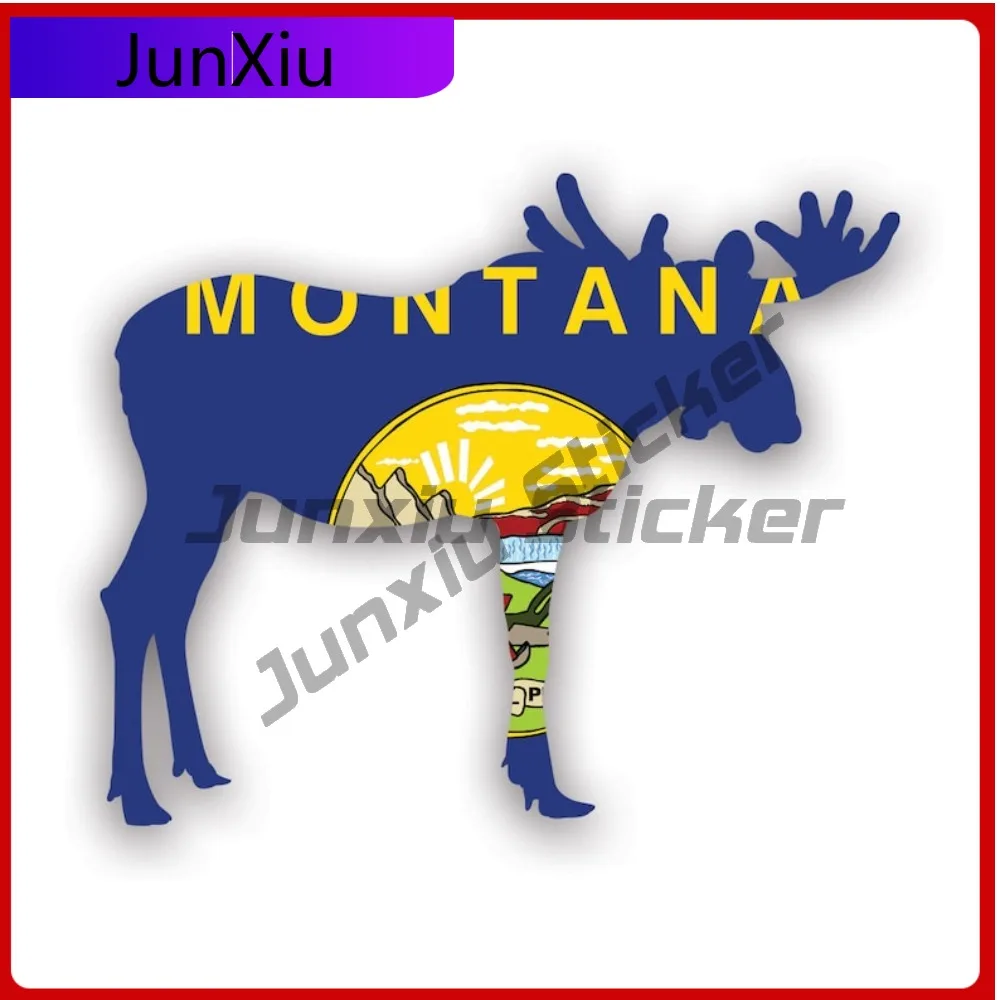 

Epic Montana Moose Shaped Flag Sticker Uv Protected Decalsmt Elk Deer Antlers Archery Hunter Hunting Outdoors Explore Decal