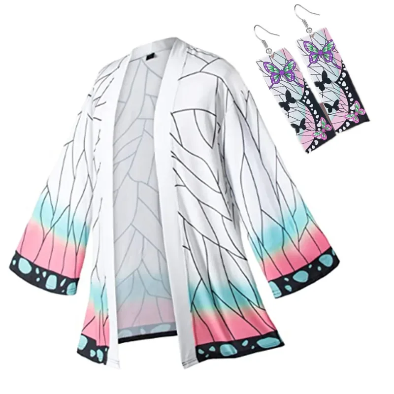 Demon Slayer Kimetsu No Yaiba Haori Kimono Cosplay Costume, Agatsuma Zenitsu Kochou ShISA bu, Manteau d'été, Chemise Anime Vêtements