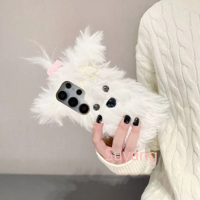 Liebt warme haarige Schleife Welpen Boll Cases für Huawei Y9 Y7 Mate 20 Honor 400 200 50 X9C X8C X7C X6C X8B X7A X6A weiche Plüschhülle