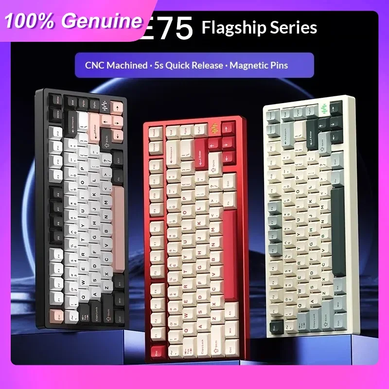 

PMO WAVE75 Aluminum Mechanical Keyboard Wireless Bluetooth Detachable Customizable Cnc Machined Gaming Office Pc Peripherals