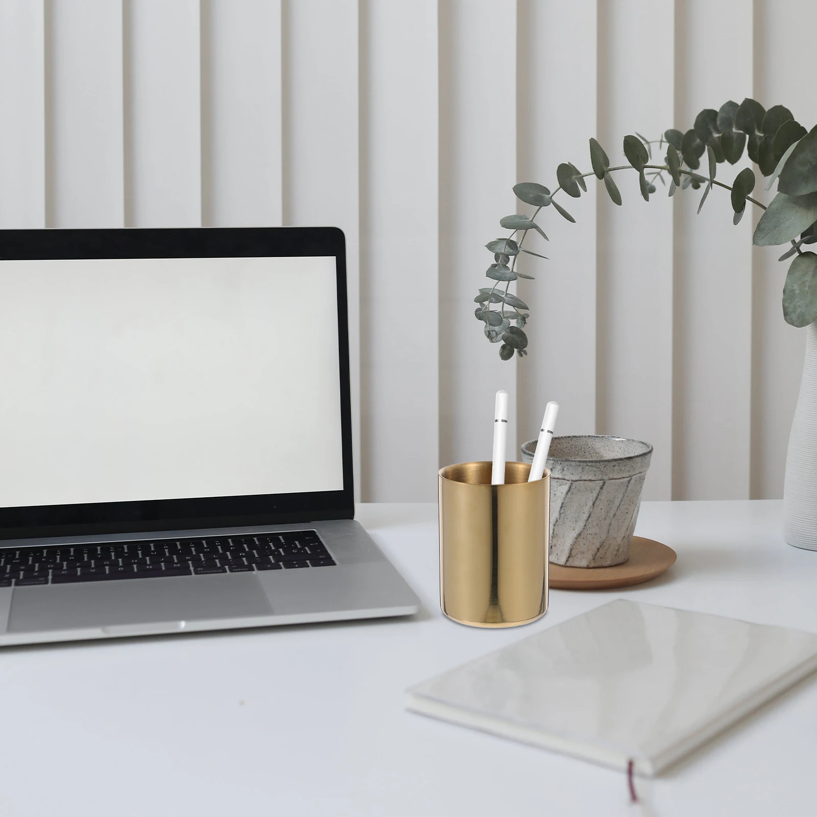 

Stainless Steel Pen Holder Large Capacity Desk Organizer For Pens Pencils Brushes Keys Sundries Storage Container Metal