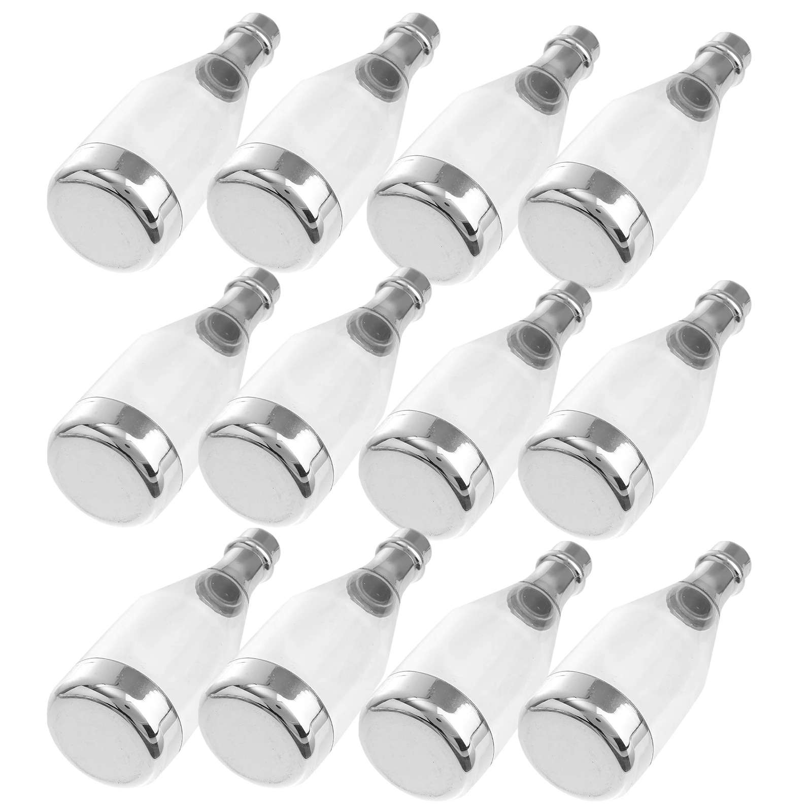 

12pcs Candy Bottles Transparent Plastic Boxes Silver Lids 10Cm Height 4.5Cm Diameter Removable Bottom For Candy Beads Sand