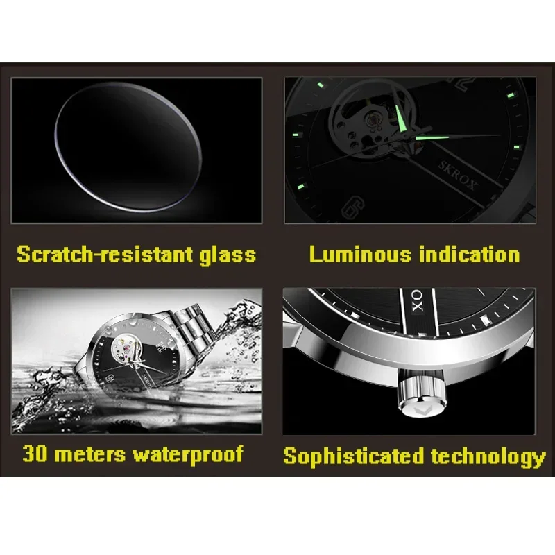 Wysokiej klasy luksusowe marki Szkieletowy mechanizm automatyczny ze stali nierdzewnej Męski zegarek Mechaniczne klasyczne eleganckie zegarki na rękę dla mężczyzny