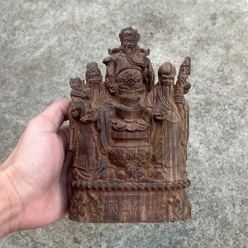 

Статуя Фук Лук Соу ручной работы из агарового дерева — 7,5-дюймовая скульптура богов с тремя звездами, благословение Тянь Гуань, домашний декор, массив дерева