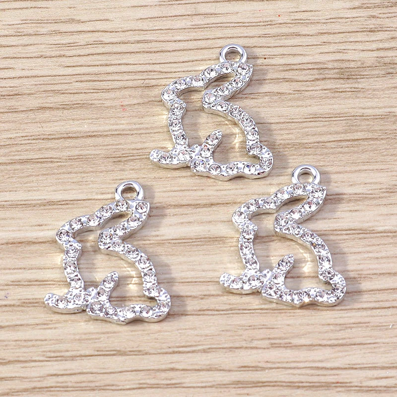 Tusember 10 Stück 17*21mm Niedliche Kristall-Häschen-Anhänger für DIY Handgemachten Schmuck, Armband-, Halsketten- und Ohrring-Zubehör – Detail 21