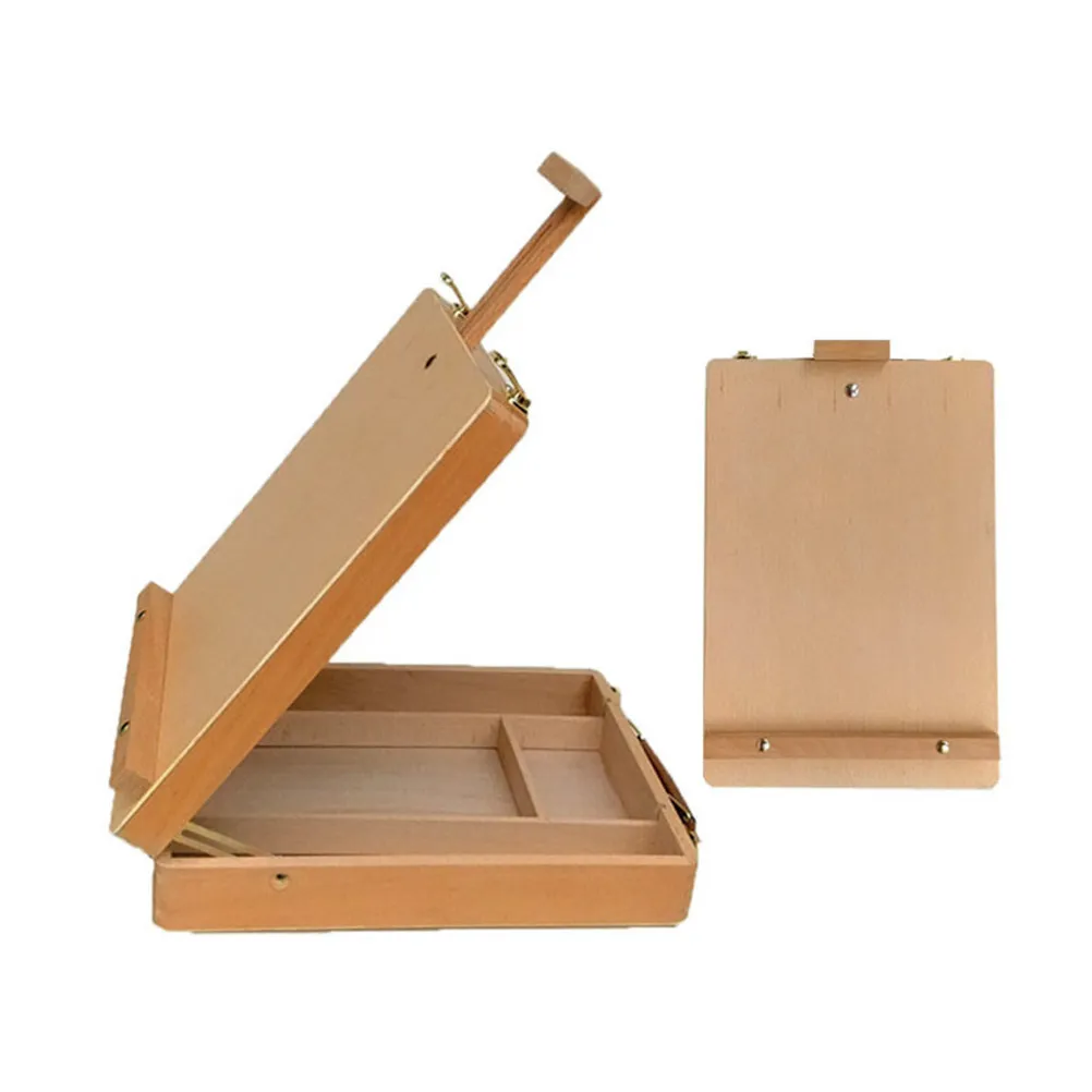 Wooden Table Box Easel French Design Adjustable Desk Easel Painting Storage Sketch Box Portable Handle Outdoor Artists