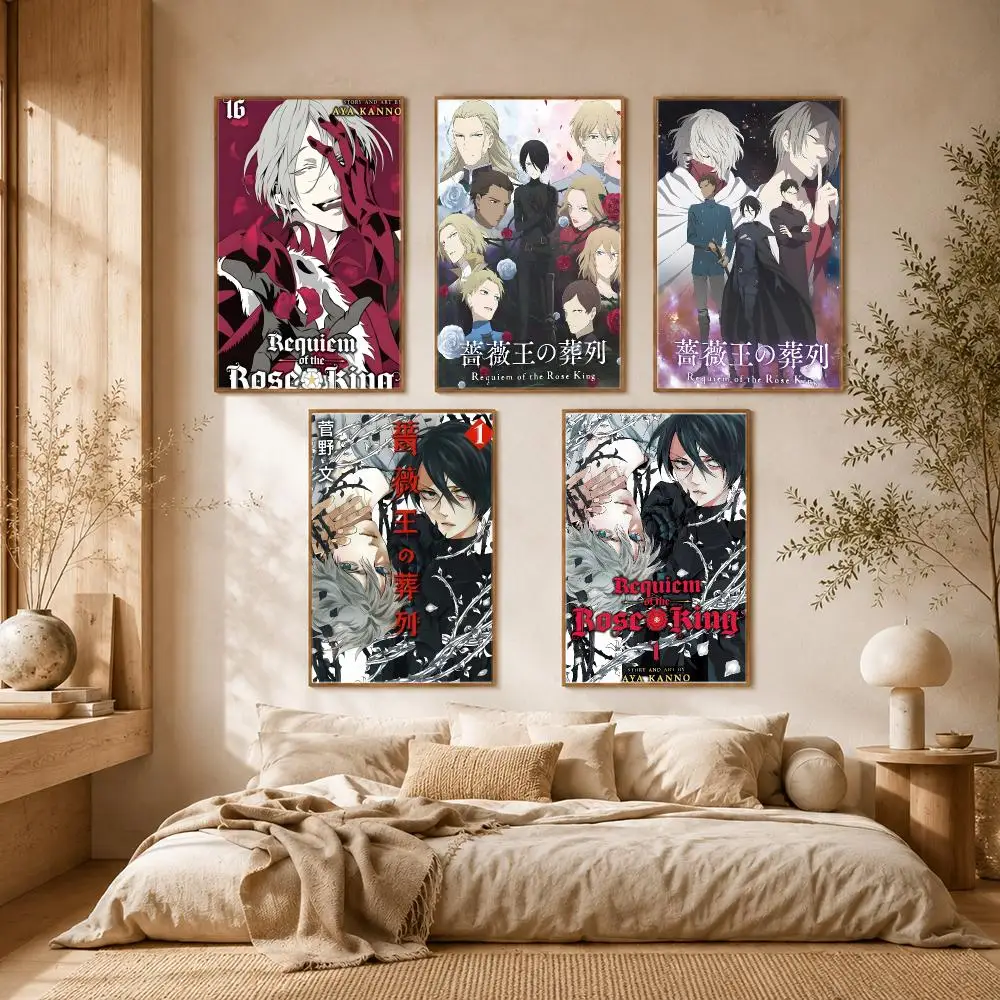 Requiem of the Rose King Manga Historical Poster Self-adhesive Advanced Aesthetic Printing Paper Wall Art Living Room Home Decor