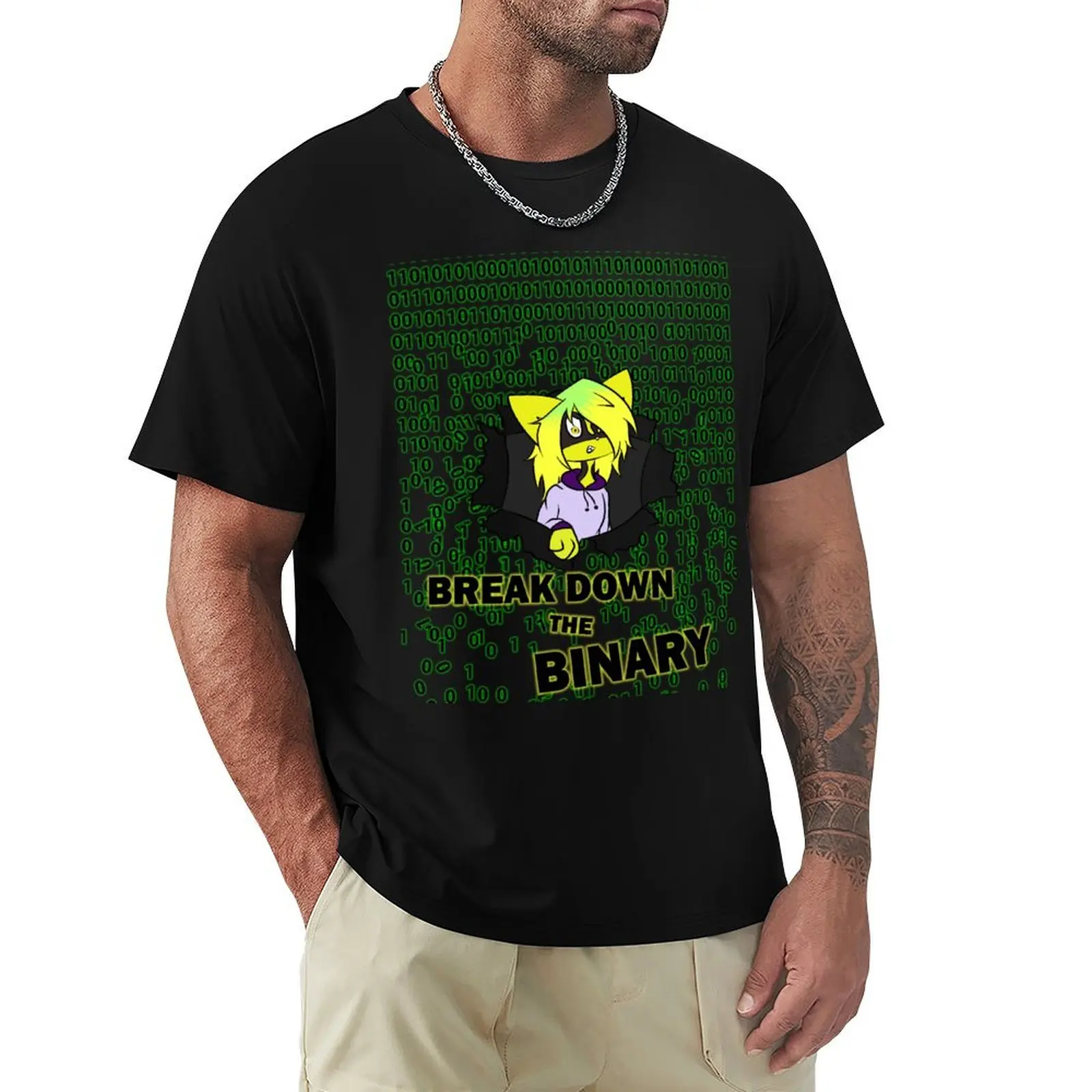 Break Down the Binary T-Shirt Basic Solid Color Casual Tee Shirt
