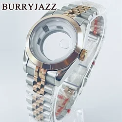 BURRYJAZZ 31mm NH05 NH06 Watch Case Silver Rose Stainless Steel Case With Sapphire Crysta Waterproof