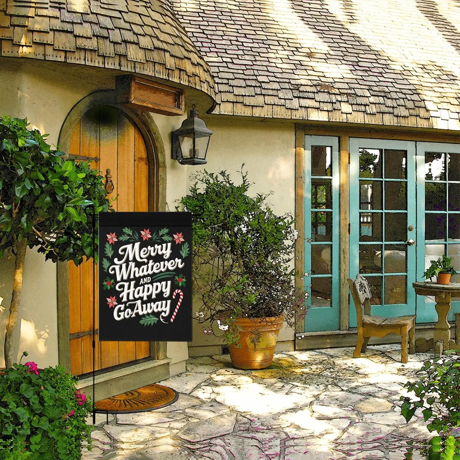 علم حديقة عيد الميلاد من Merry Whatevers And Happy Go Aways للخارج مقاس 12 × 18 علم ديكور مبتكر مزدوج الجوانب لـ AAO