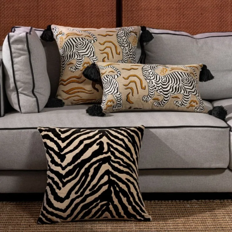 Funda Cojín Lujo Jacquard Tigre Boho