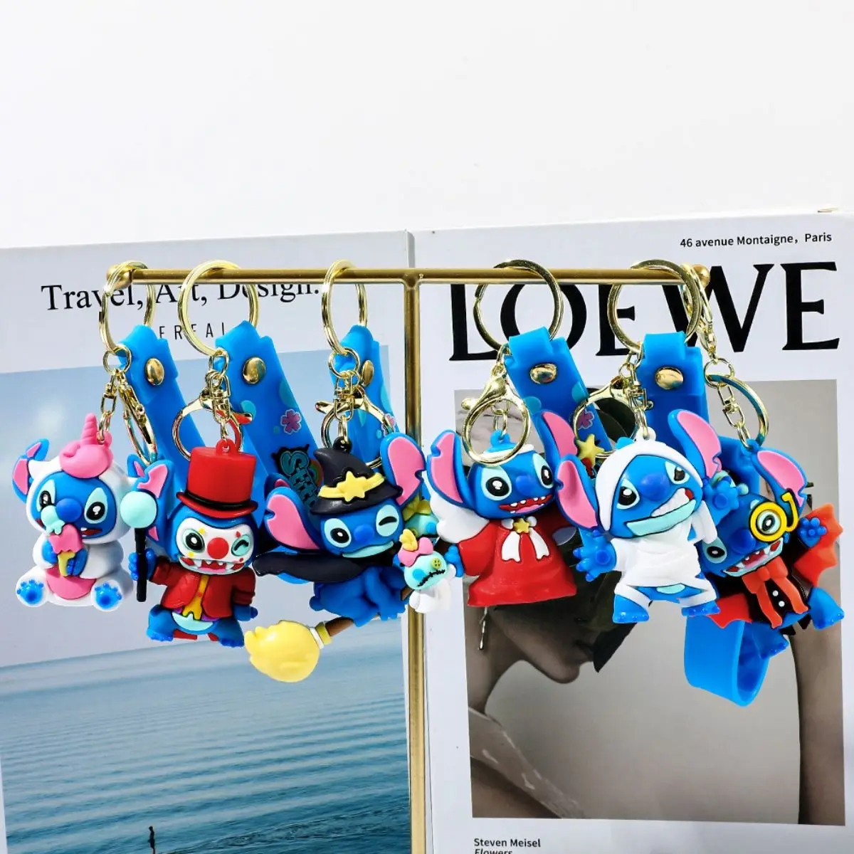 Disney Stitch Cartoon Cute Student Doll Portachiavi Creativo kawaii Zucca di Halloween Figura Ciondolo Anime Regalo periferico