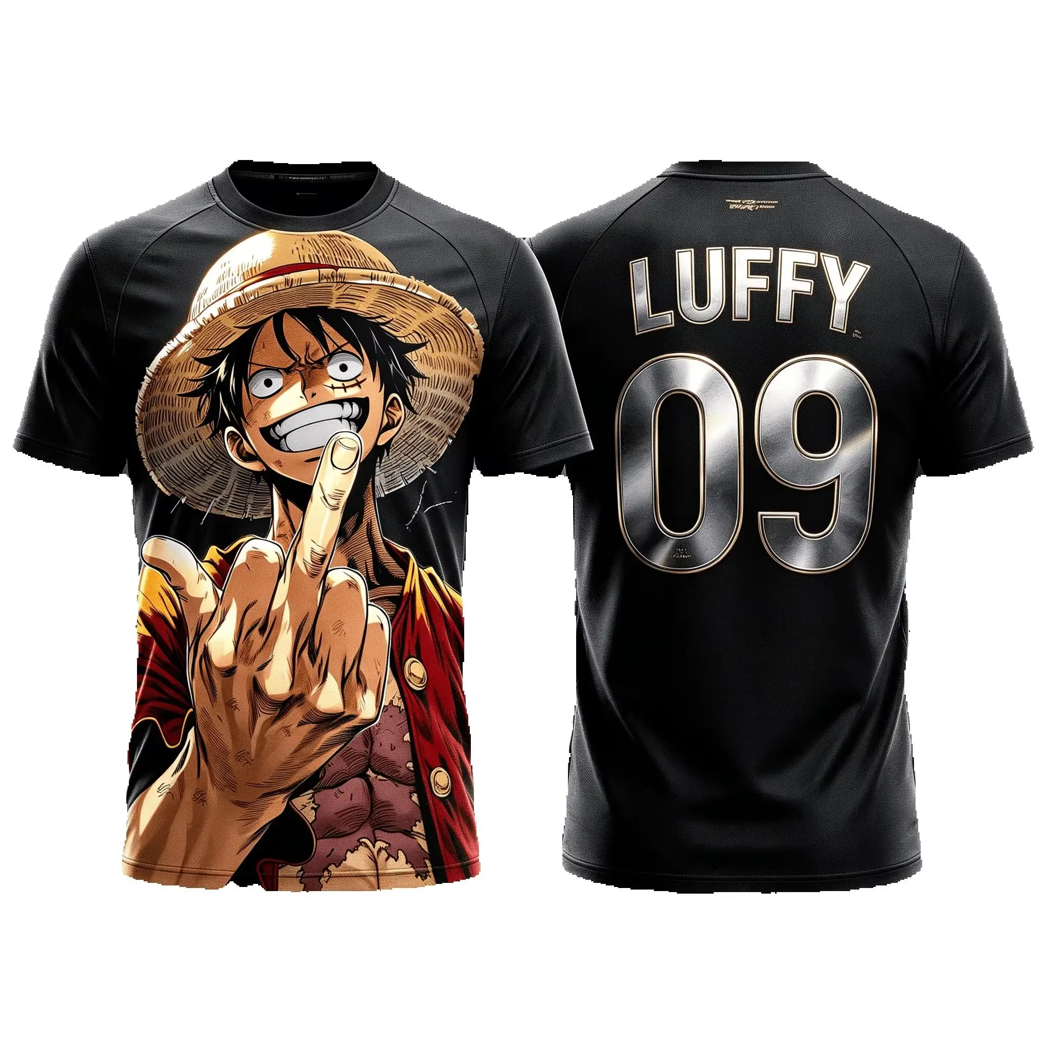 One Piece Monkey D. Luffy Spain National Team 3D Quick Dry T-Shirt for Men Women Kids Anime Football Fan Tee Outdoor Sportswear