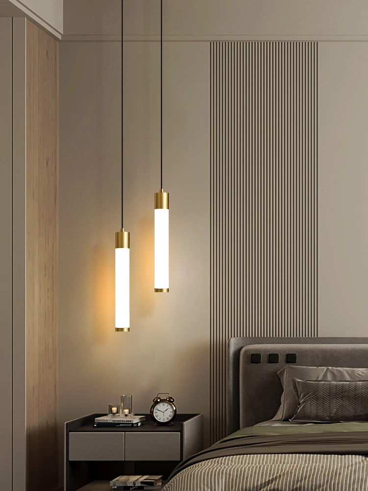 Sunlight Tube Restaurant Bedroom Bedside Long Line Pendant Lamp Modern Minimalist Fish Line Lamp White Acrylic Pendant Lamp