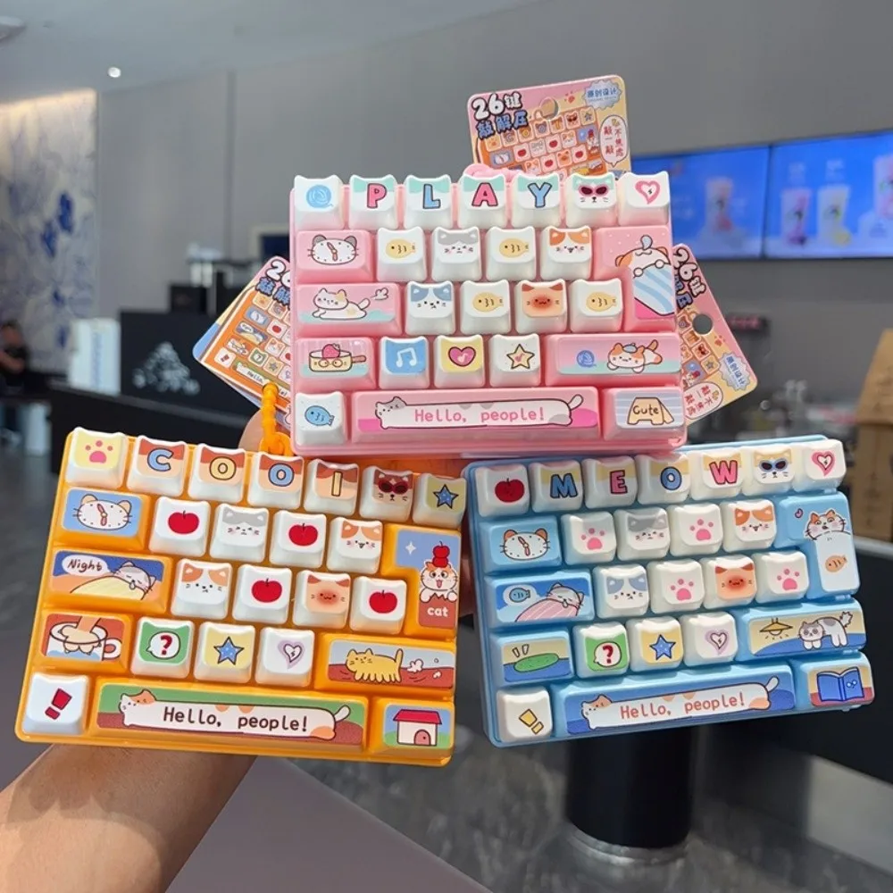 Animals 26 Keys Keyboard Keychain Cartoon Pressable Keys Keyboard Clicker Keychain Creative Clicker Sound