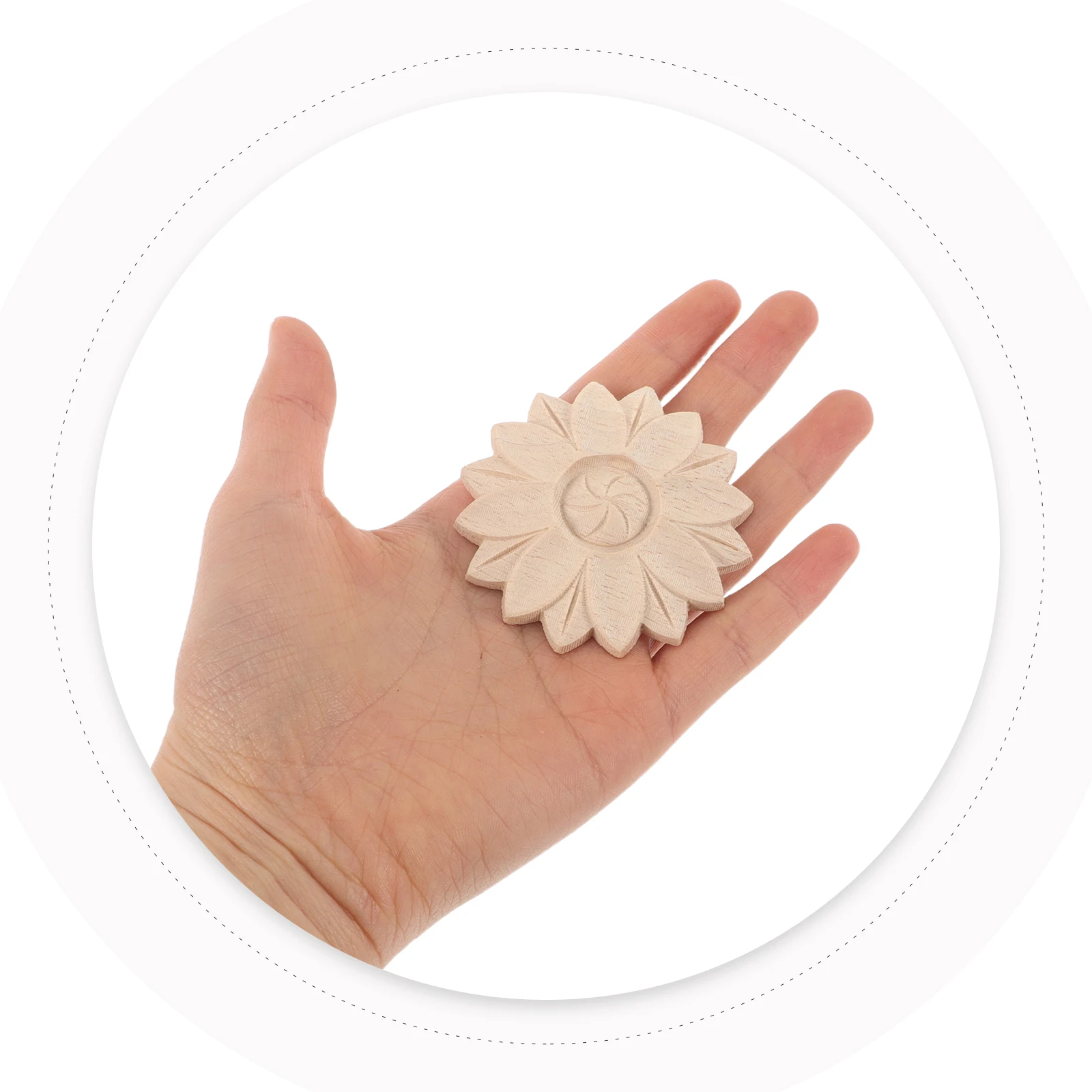 

10 Pcs Solid Wood Flower Carvings Decorative Appliques Furniture Door Frame nament Natural Craft Retro Floral Onlay Home