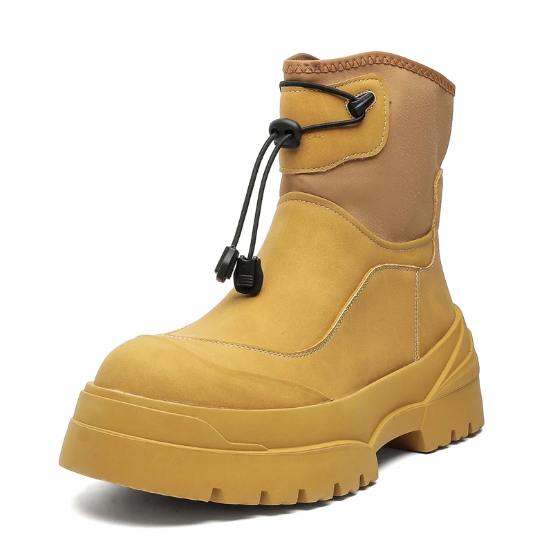 خريف جديد الرجال المألوف روك نمط سميكة سوليد الأحذية مع تصميم المتخصصة الدنيم كول ركوب الخريف والشتاء تشيلسي الأحذية #6