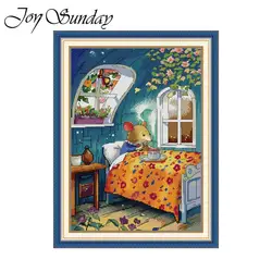 Joy Sunday kit punto croce Mrs. Mouse modello colazione tessuto Aida 16/14/11CT Set ricamo fai da te stampato tela contata nuovo